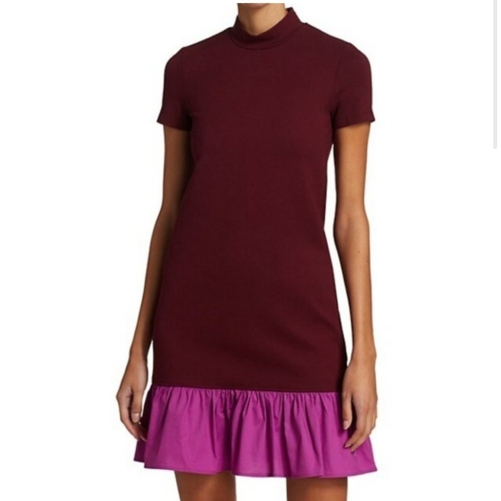 STAUD โDiamโ mock neck dress with ruffle hem, size Large
